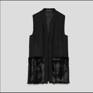 Zara Black Vest with Faux Fur